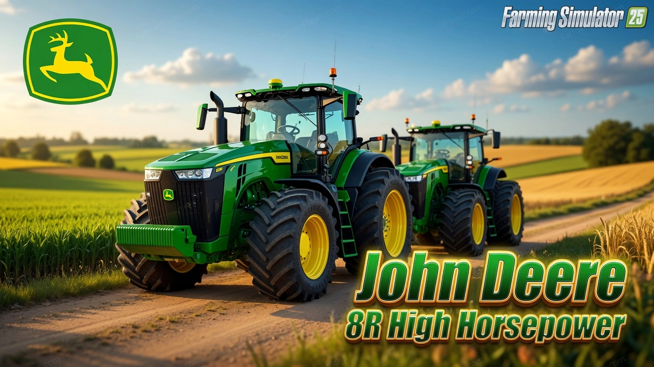 John Deere 8R High Horsepower v1.1.1 for FS25