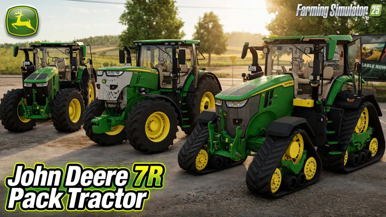 John Deere 7R Pack Tractor v1.0.0.1 for FS25