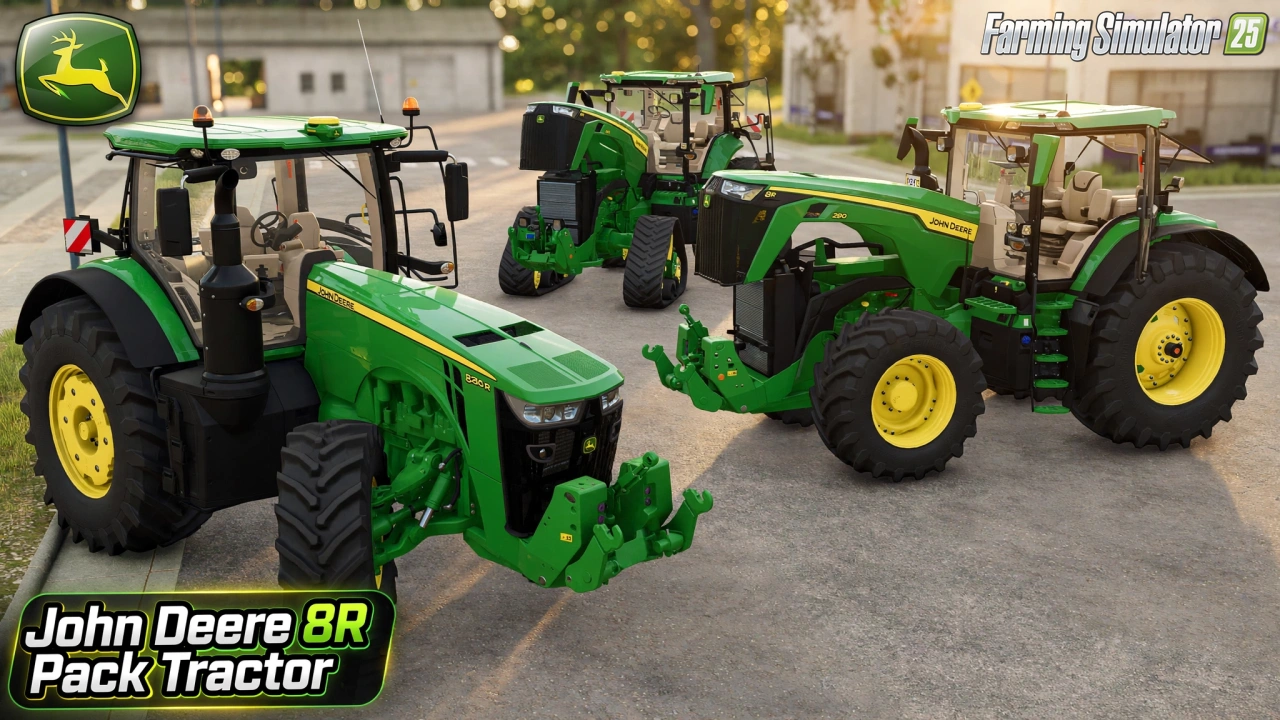 John Deere 8R Pack Tractor v1.0.0.4 for FS25